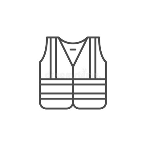 Outline Reflective Vest Vector Icon Isolated Black Simple Line Element