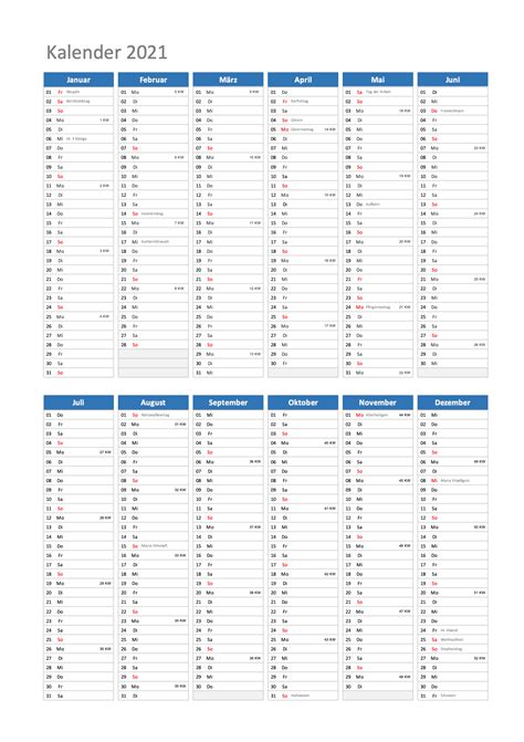 Halbjahreskalender 2021 Zum Ausdrucken