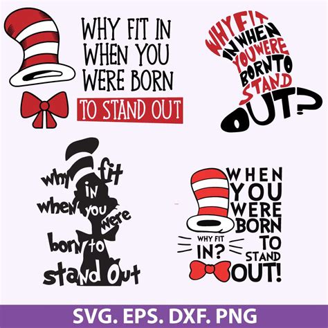 Why Fit In When You Were Born To Stand Out Svg Read Across America Day Svg Dr Seuss Day Svg Png