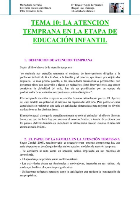 Definicion De Atencion Temprana Pdf