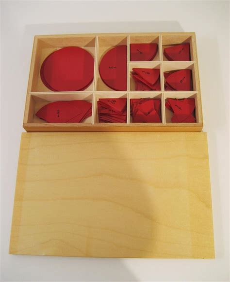 Montessori Cut Out Labeled Fraction Circles In Wooden Box By Nienhuis