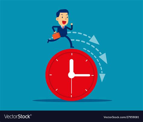 Businessman Running On Clock Representing Vector Image