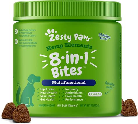 Zesty Paws 5 In 1 Multivitamin Soft Chews With Organic Hemp