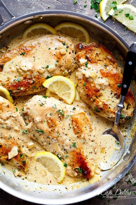 Lemon Chicken Scallopini With Lemon Garlic Cream Sauce Cafe Delites