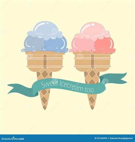 Ice Creams Cone Tasty Watercolor Style Sweet Summer Delicacy Sundaes