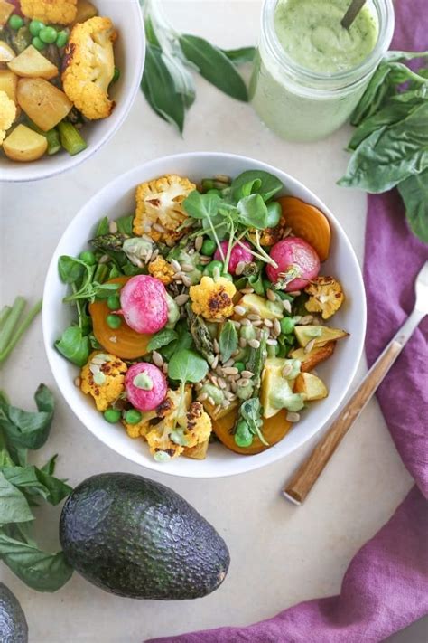 Spring Vegetable Buddha Bowls With Goddess Dressing The Roasted Root