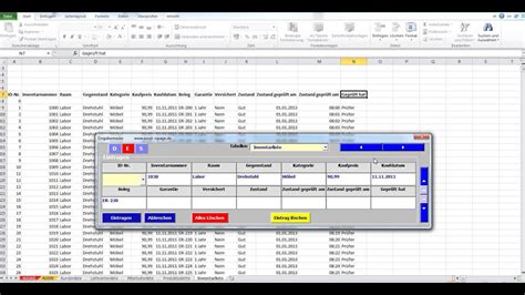 Inventarliste Excel Vorlage Kontrolle Verbrauchskosten