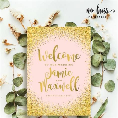 Printable Welcome Sign Pink and Gold Sparkling Party Welcome - Etsy ...