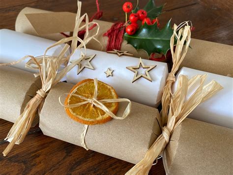 Diy Plastic Free Christmas Cracker Kit Kraft Brown Or White With Gold