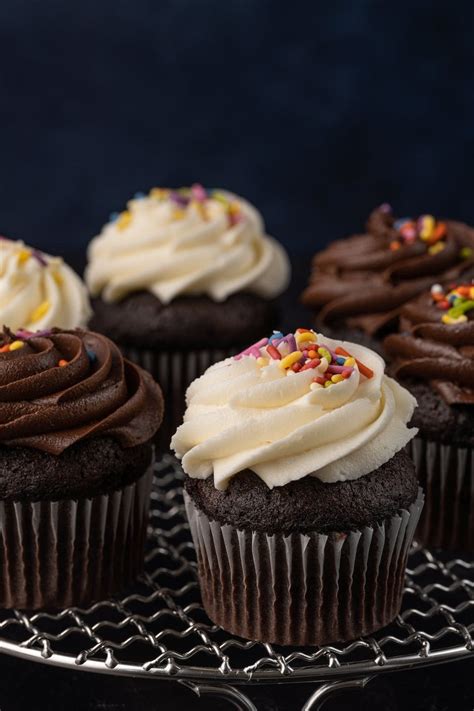 Dark Chocolate Cupcakes With Icing And Sprinkles Recipe Damien