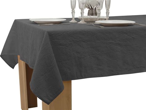 Le linge de Jules Nappe Anti Taches Froissée Gris Anthracite 150 x