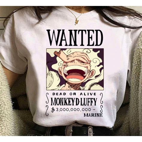 Camiseta Anime One Piece Monkey D Luffy Gear Wanted Unissex Shopee