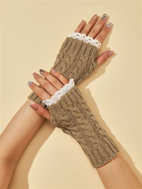 Contrast Lace Fingerless Gloves Lace Fingerless Gloves Fingerless