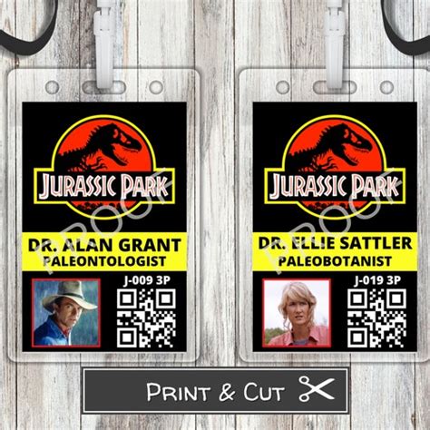 Jurassic Park Ingen Id Badges Etsy Norway