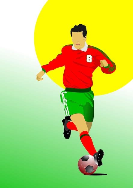 Poster de jogador de futebol vector color ilustração 3d desenhada à mão