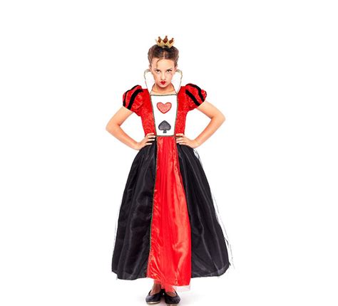 Costume Da Regina Di Cuori Rossa E Nera Per Bambina