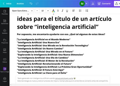 Cómo Generar Textos con Inteligencia Artificial Canva Texto Mágico