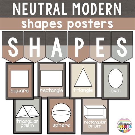 Printable Shape Posters Charts Neutral Boho Classroom Decor 2d And 3d