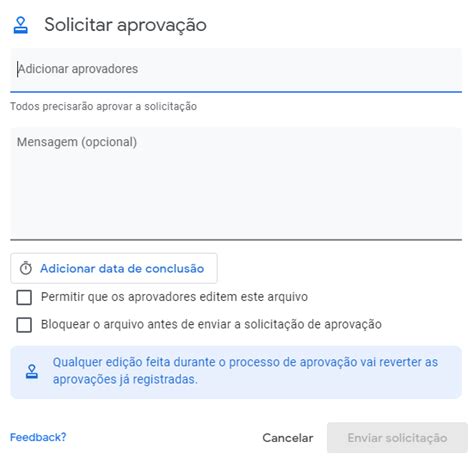 Solicitar aprovações em arquivos no Google Drive ATI