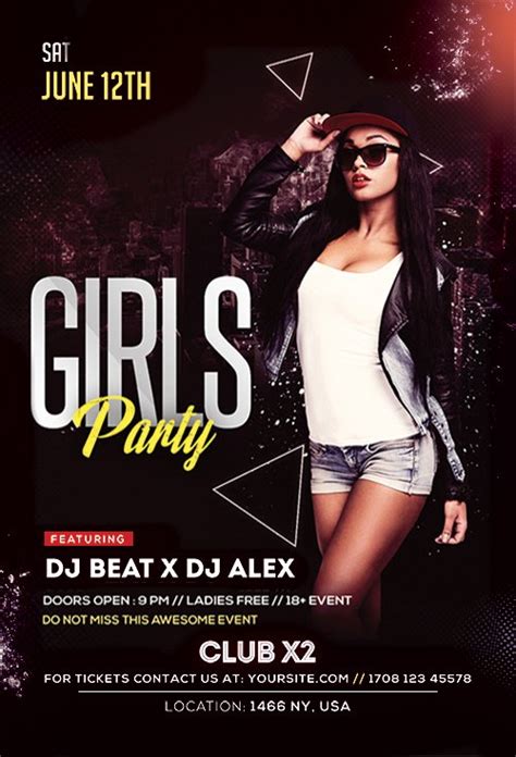 Girls Party Psd Flyer Template Nitrogfx Download Unique Graphics