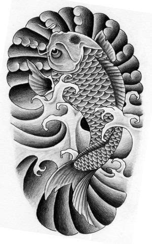 Traditional black-and-white koi fish tattoo design - Tattooimages.biz