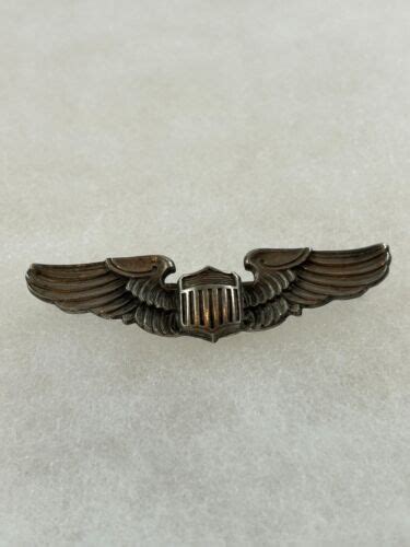 Wwii Us Air Force Pilot Wing Sterling Silver Pin Black Amico 2 Inches Ebay