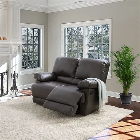 Corliving Lea Brownish Grey Bonded Leather Reclining Loveseat The Home Depot Canada