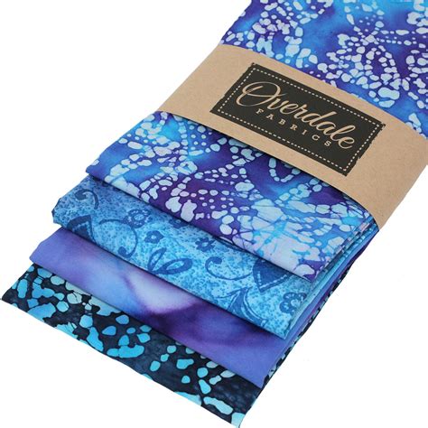 4 Fat Quarters Bundle Blue Lagoon Batiks Overdale Fabrics