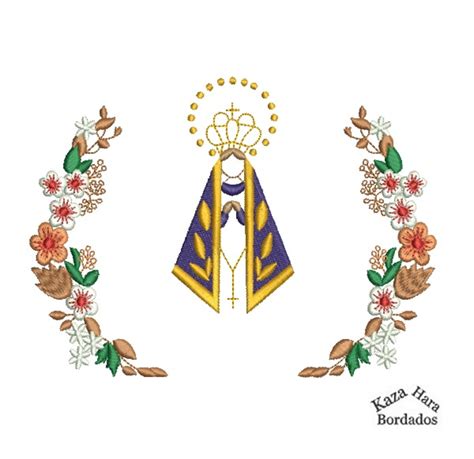 Matriz Bordado Nossa Senhora Aparecida Floral Kaza Hara B