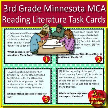 3rd Grade Minnesota MCA Reading Literature Task Cards Test Prep In 2024