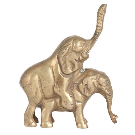 Brass Male And Female Elephant Meeting Statue