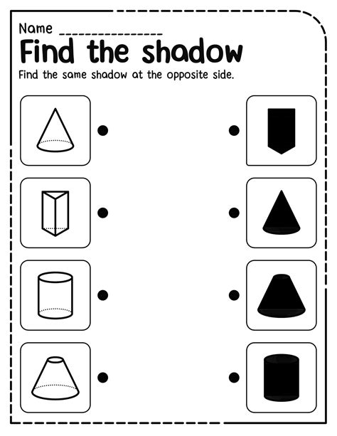 Shape Shadow Matching Matching Sheet For Preschoolers 2d 3d Shape Matching Fun Worksheets