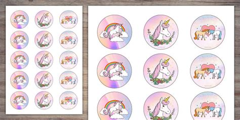 Unicorn Cupcake Toppers Twinkl Party Professor Feito