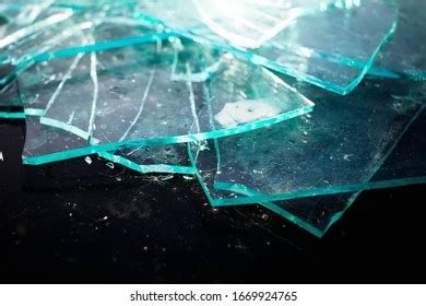 Broken Glass Pile Pieces Texture Black Stock Photo