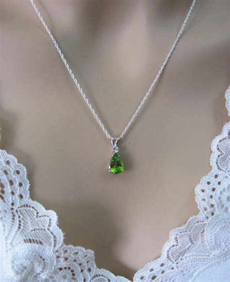 Peridot Necklace In Sterling Silver With Topaz Accent,10x7 Peridot ...