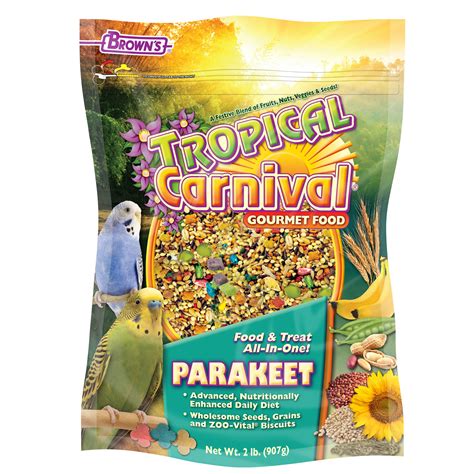 Brown S Tropical Carnival Gourmet Parakeet Bird Food 2 Lb Bag