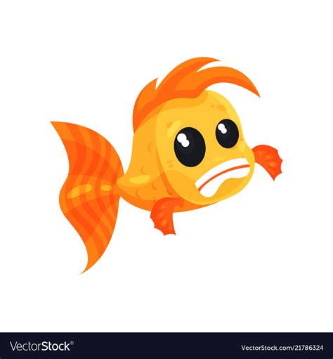 Cute frightened goldfish funny fish cartoon Vector Image