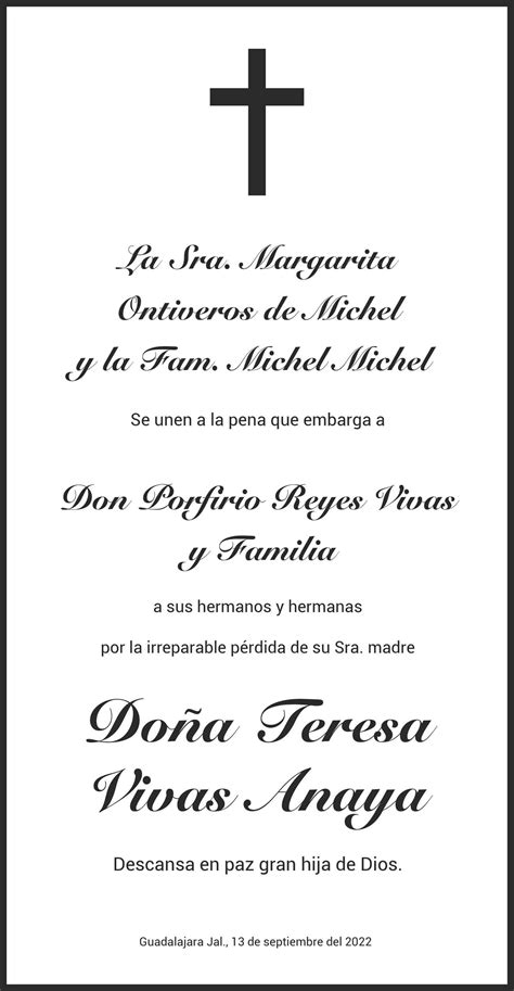 Teresa Vivas Anaya Obituario Esquela