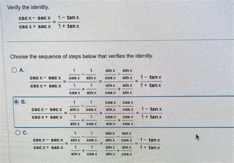 Solved Verify The Identity Cscx Secxcscxsecx Tanx Tanx Chegg