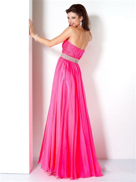 Fuchsia A Line Strapless Sweetheart Zipper Beading Floor Length Evening Dresses