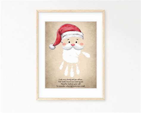 Santa Claus Handprint Art, DIY Kids Craft, Watercolor Christmas ...