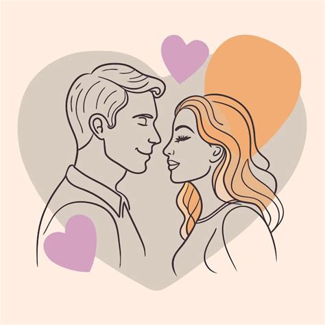 Un Dibujo De Una Pareja Con Corazones Y Un Hombre Y Una Mujer Vector