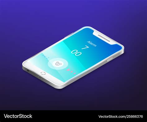 Alarm Clock App On Cellphone Realistic Royalty Free Vector