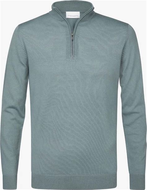 Profuomo Half Zip Trui Merino Lichtgroen Heren Maat M Modern