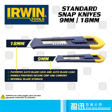 Irwin Standard Snap Knife Utility Knife Cutter 9mm 18mm Shopee Malaysia