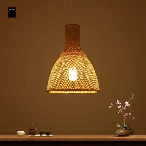 Bamboo Wicker Rattan Shade Pendant Light Fixture Modern Chinese