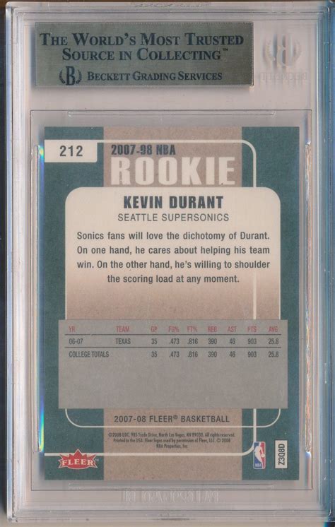 Fleer Kevin Durant Rc Rookie Bgs Ebay