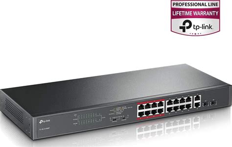 TP-Link 16-Port 10/100 Mbps + 2-Port Gigabit Rackmount Switch with 16 ...