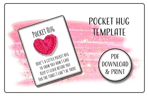 A Pink Heart Shaped Pin With The Text Pocket Hug Template