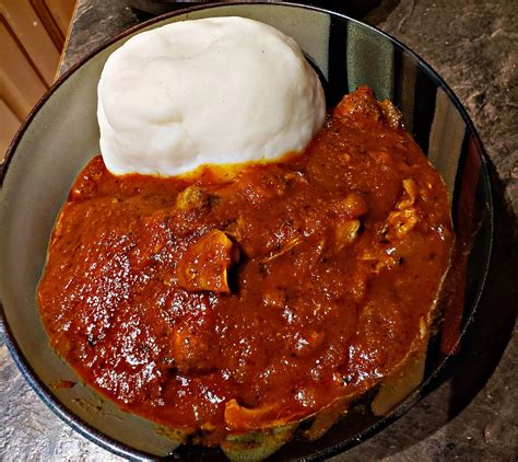 Nigerian Chicken Stew With Pounded Yam This Is Definitely Some Ugly